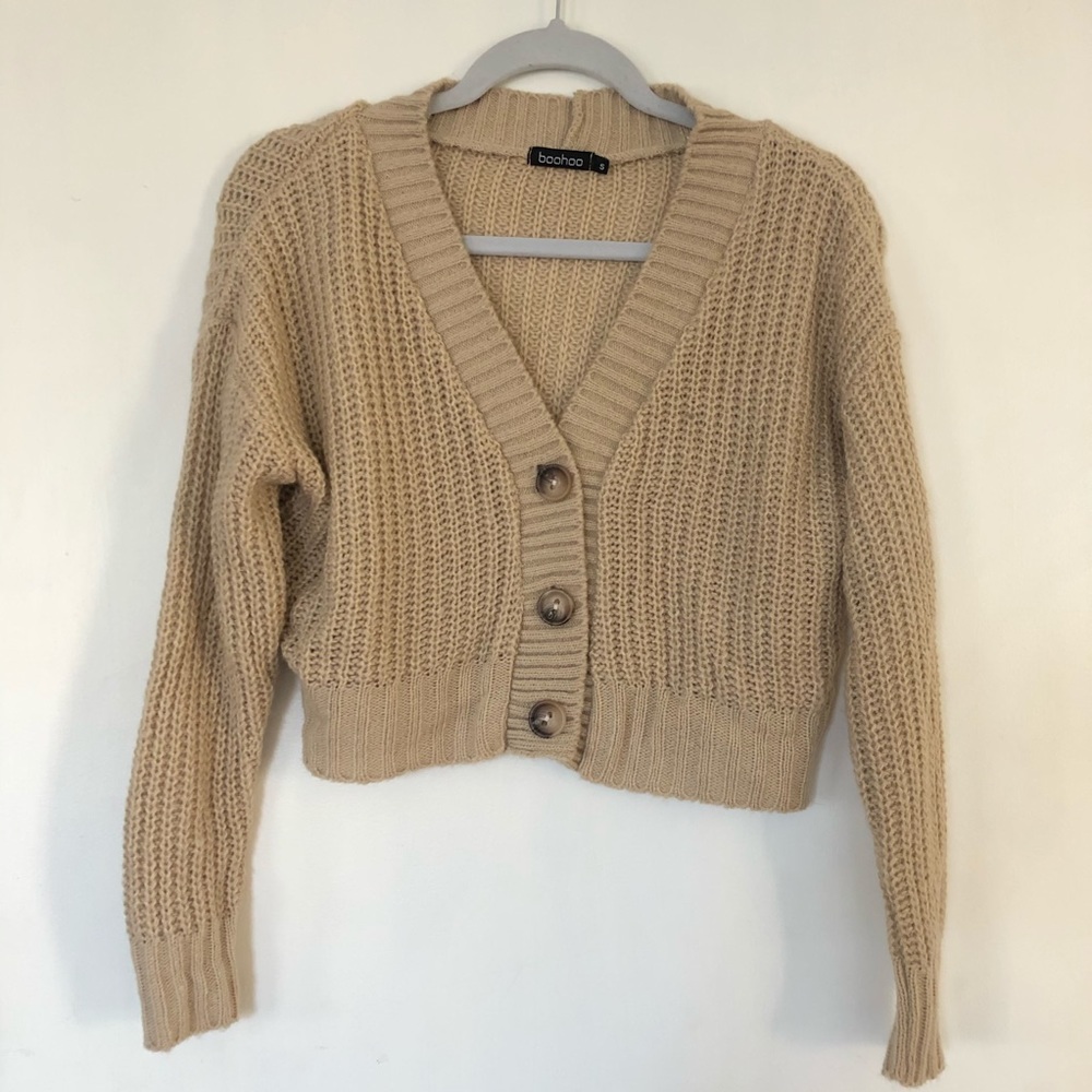 Tan Boohoo Buttoned Cardigan
